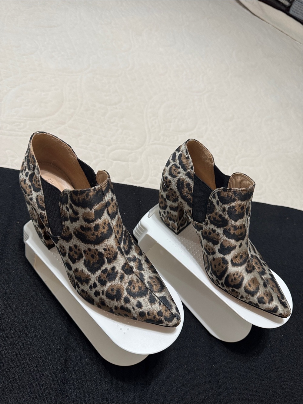 ANTONIO MELANI Leopard Print Pointed Heel Ankle Booties - Brown/Black